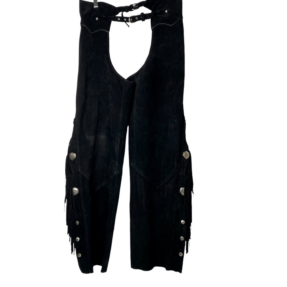 Harley-Davidson Black Leather Fringe Chaps